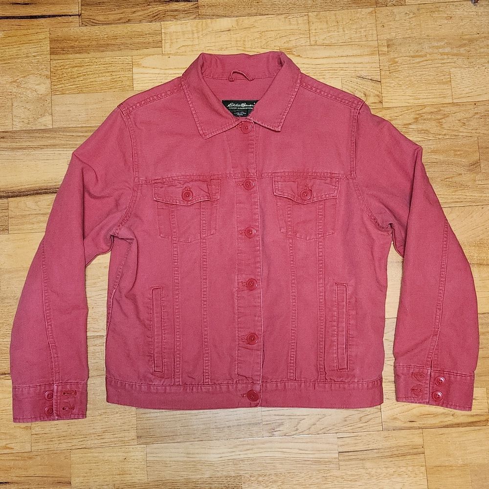 Eddie Bauer Authentic Outdoor Outfitter Pink Button-up Jacket Women L Linen